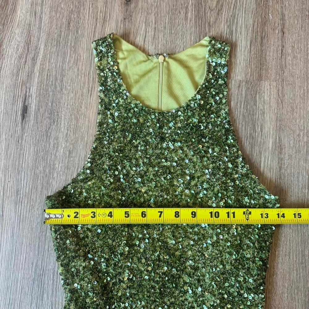 Vintage Made in Paris Green Beaded Dress SMALL fairy tinkerbell - Picture 4 of 8
